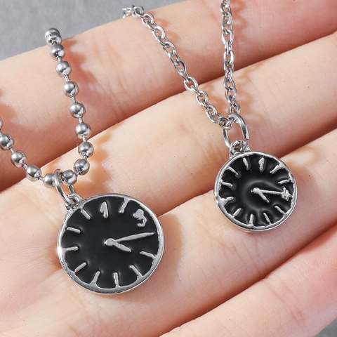 Collar con Colgante de Esfera de Reloj Minimalista para Unisex Aleación Cadena de Acero Inoxidable Vintage Minimalista Esfera Joyería de Recuerdo Regalo