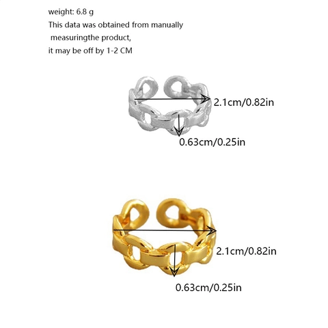 Minimalist Alloy Chain Link Open Ring For Women Men Adjustable Geometric Finger Ring Gold Silver Tone Fashion Jewelry Accessory