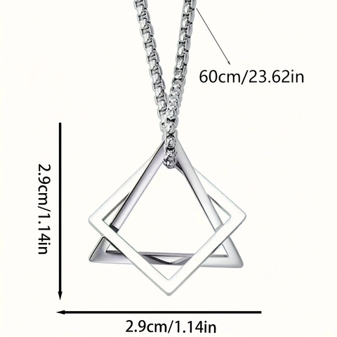 Minimalistisches Edelstahl Schmuckset Für Herren Geometrischer Hohler Dreieck Quadrat Anhänger Halskette Und Offener Ring