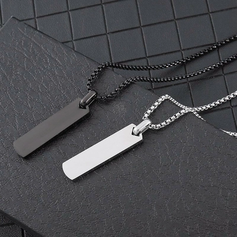 Set di Collane Con Pendente a Barra in Acciaio al Titanio Per Uomo Donna Minimalista Rettangolo Geometrico Tag Gioielli