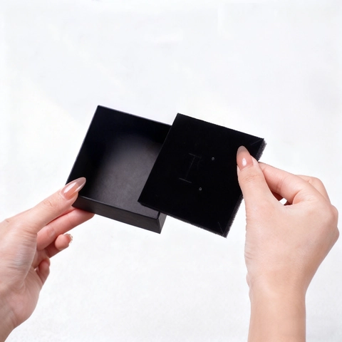 Matte Black Jewelry Gift Box Square Top And Bottom Lid Paperboard Storage Box With Romantic Message Card For Men Jewelry