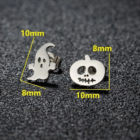 Stainless Steel Halloween Stud Earrings Pumpkin Ghost Skull Dinosaur Monstera Leaf Heart Star Moon For Women Jewelry