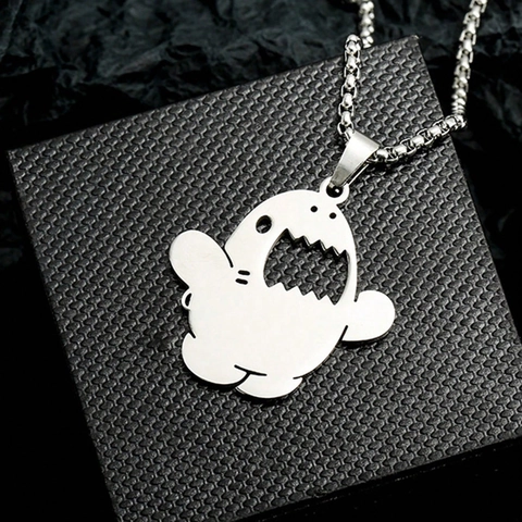 Stainless Steel Cartoon Shark Monster Tiger Pendant Necklace For Halloween Daily Wear Unisex Creative Animal Jewelry