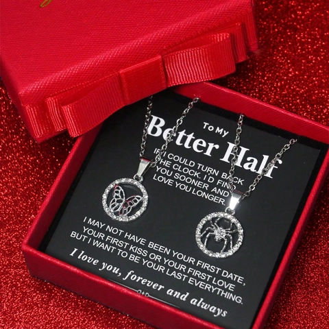 Edelstahl Strass Schmetterling Spinne Anhänger Halskette Edgy Cooler Stil Schmuck Mit Geschenkbox Karte Für Damen Paare