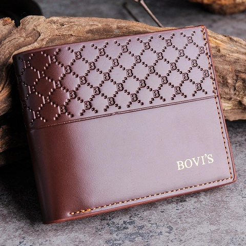 Portafoglio da Uomo in Pelle PU Business Stile Coreano Stampa Lettera B Portamonete Bifold Corto Fibbia Magnetica Portafoglio Quadrato Orizzontale