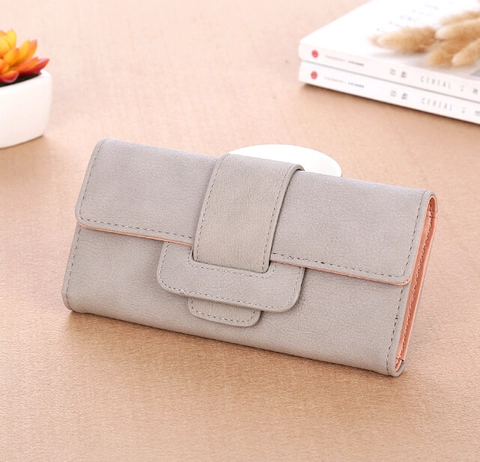 Vintage Minimalistisch Damen PU-Leder Lange Brieftasche Mit Kontrastfutter Und Dekorativer Naht Kartenfach Handyhalter Geldbeutel
