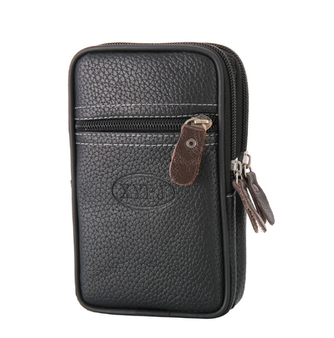 Marsupio da Uomo Business in Pelle PU per Cellulare Impermeabile Multifunzionale Motivo Litchi Con Triplo Strato di Cerniera