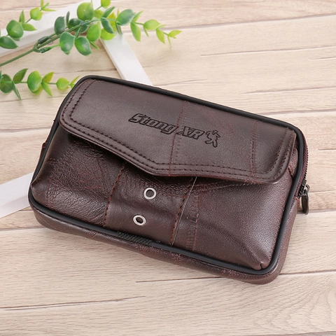 Men's Large Capacity Synthetic Leather Phone Waist Bag Litchi Texture Waterproof Vertical Horizontal Belt Pouch Multi-functional Wallet
