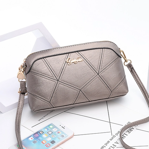 Modische Damen PU Leder Muschel Umhängetasche Gesteppte Geometrische Nähte Schultertasche Mit Verstellbarem Riemen Damen Handtasche