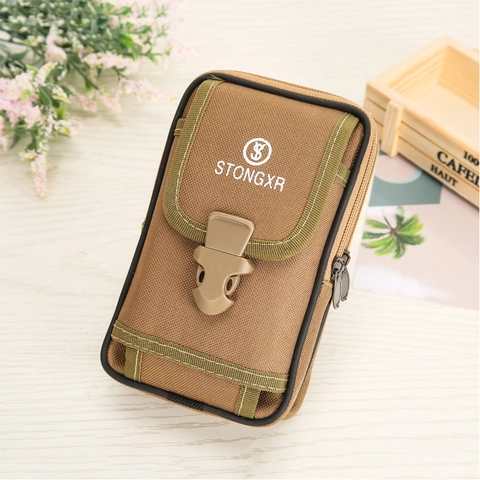 Herren Vintage Canvas Gürteltasche Wasserdicht Mehrschichtig Taktische Handytasche Für Outdoor Arbeit Reise Freizeit Kleine Hüfttasche