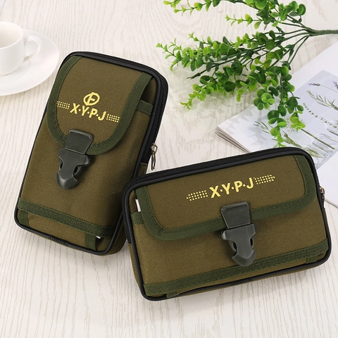 Sac Banane en Toile Durable pour Hommes Pochette de Téléphone Tactique Portefeuille à Passant de Ceinture Sac de Rangement