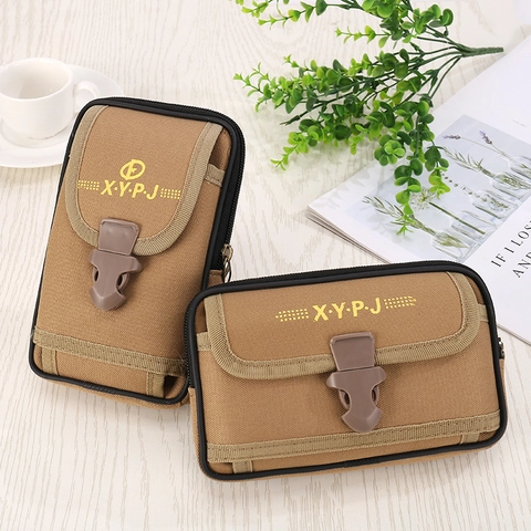 Sac Banane en Toile Durable pour Hommes Pochette de Téléphone Tactique Portefeuille à Passant de Ceinture Sac de Rangement