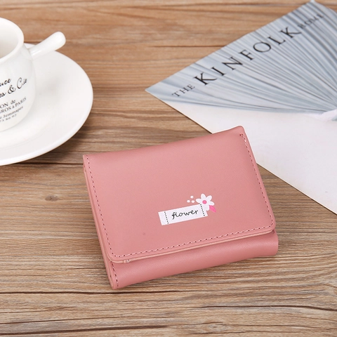 Portafoglio da Donna Piccolo con Stampa a Fiori Corto Quadrato in Pelle PU Moda Slot Multi-Card Portamonete Con Zip