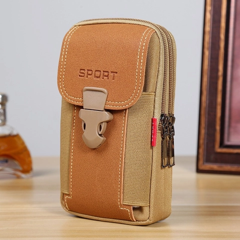 Men's Multi-functional Oxford Cloth Mobile Phone Bag Waist Pouch With Belt Loop Tactical Outdoor Sport Phone Case For 6.5 Inch Phones