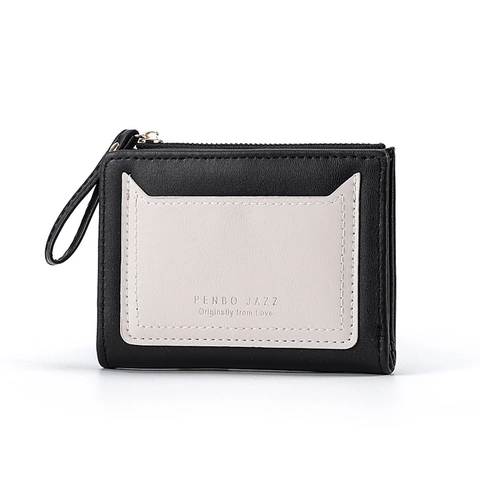 Portafoglio Corto in Pelle PU da Donna Funzionale Portamonete con Cerniera Scomparti Multi-card Custodia per Carte Portatile