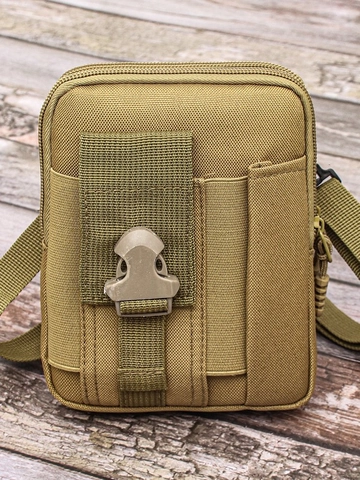 Men Tactical Waist Bag PU Leather Phone Pouch Outdoor Belt Bag For Construction Site Multi-functional Crossbody Pouch For Men