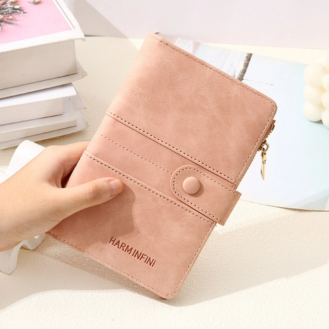 RFID Blockierung Damen PU Leder Geldbörse Urban Minimalistisch Reise Reisepasshülle Clutch Geldbeutel Mit Druckknopf