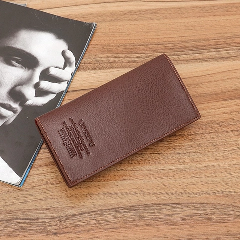 Men's Long PU Leather Wallet Business Retro Style Multi Card Slots Zipper Pocket Solid Color Clutch Money Bag For Men