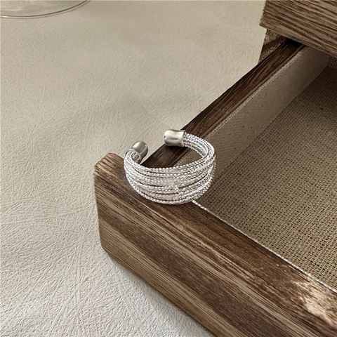 925 Sterling Zilver Meerlagige Open Ring Voor Vrouwen Minimalistische Koreaanse Stijl Strass Verstelbare Vingerring Sieraden