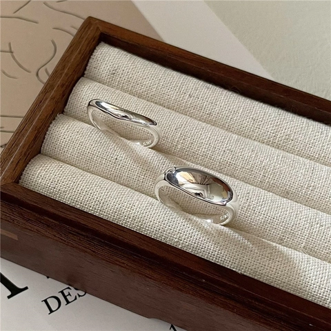 925 Sterlingsilber Koreanischer Stil Unregelmäßiger Wassertropfen Ring Set Für Damen Minimalistisch Poliert Offen Verstellbar Fingerring Schmuck Zubehör