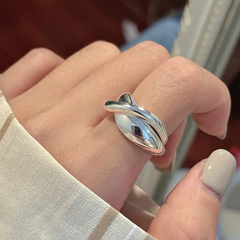 925 Sterlingsilber Koreanischer Stil Unregelmäßiger Wassertropfen Ring Set Für Damen Minimalistisch Poliert Offen Verstellbar Fingerring Schmuck Zubehör