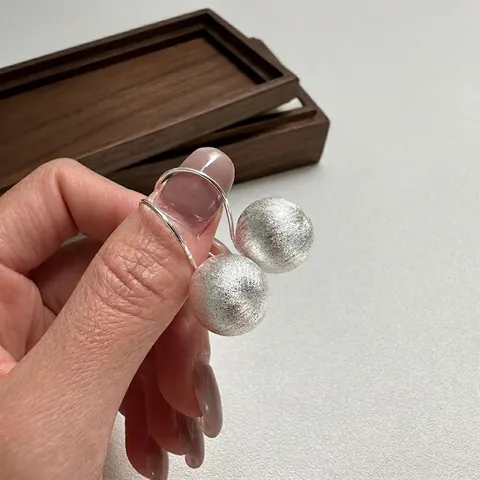 925 Sterling Silver Brushed Texture Ball Drop Earrings Minimalist Sphere Design Korean Fashion Jewelry For Women Everyday Wear