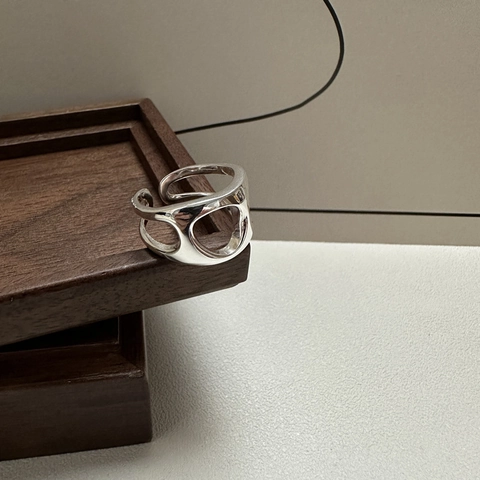 925 Sterlingsilber Hohl Unregelmäßig Geometrisch Ring Für Damen Vintage Minimalistisch Offen Verstellbar Fingerring Schmuck