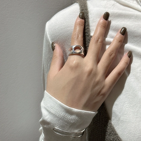 925 Sterlingsilber Hohl Unregelmäßig Geometrisch Ring Für Damen Vintage Minimalistisch Offen Verstellbar Fingerring Schmuck