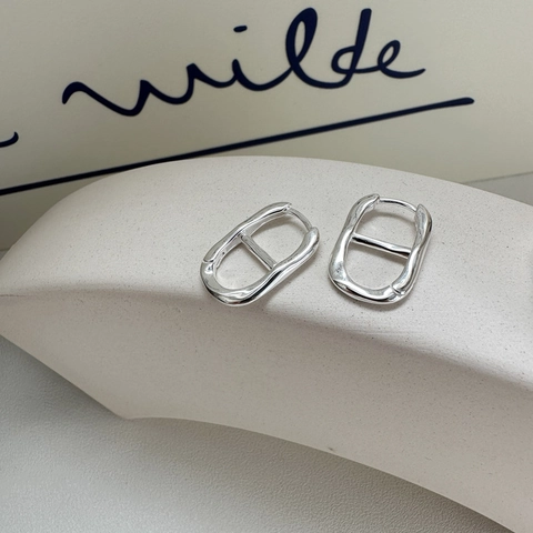 Orecchini a Cerchio in Argento Sterling 925 Naso di Maiale per Donna Minimalista Catena ad Ancora Geometrici Gioielli Argento
