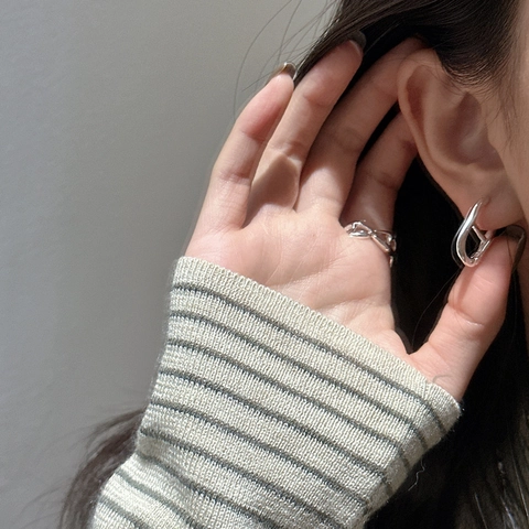Orecchini a Cerchio in Argento Sterling 925 Naso di Maiale per Donna Minimalista Catena ad Ancora Geometrici Gioielli Argento