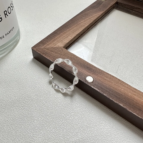 Anello Aperto in Argento Sterling 925 Con Texture a Onde da Donna Design Minimalista a Linea Attorcigliata Anello Regolabile Gioielli