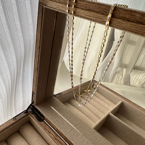 S925 Sterling Silver Minimalist Square Chain Necklace For Women Korean Style Simple Geometric Design Shiny Clavicle Chain Jewelry