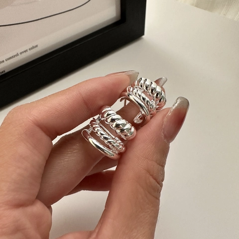 925 Sterling Silver Triple Twisted Rope Stud Earrings Korean Fashion Niche Design Geometric Hoop C-Shape Earrings For Women