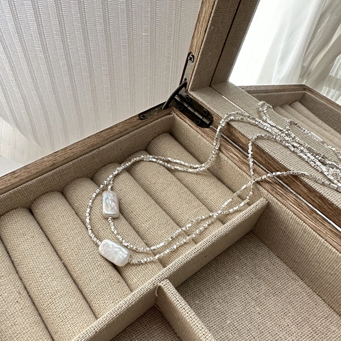 S925 Sterlingsilber Unregelmäßige Barock Künstliche Perle Halskette Für Damen Minimalistische Geometrische Schlüsselbeinkette Vintage Schmuck