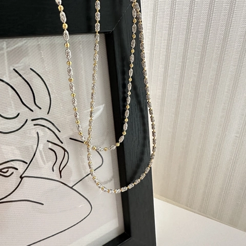 S925 Sterling Silver Necklace For Women Gold Silver Two-Tone Minimalist Olive Beads Heart Pendant Italian Craft Fashion Jewelry