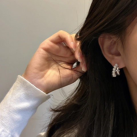 Vintage 925 Sterlingsilber C-Form Ohrstecker Mit Künstlicher Perle Elegante Geometrische Schmuck Für Damen Geschenk