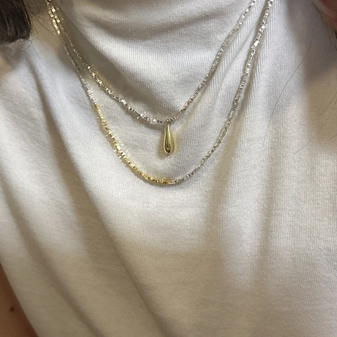S925 Sterling Zilver Broken Silver Halsketting Goud Zilver Tweekleurig Minimalistische Sleutelbeenketting Geometrische Sieraden Dames