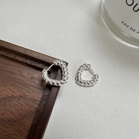 925 Sterlingsilber Gedrehtes Seil Herz Hoop Ohrringe Für Damen Vintage Minimalistisch INS Stil Poliert Schmuck Zubehör