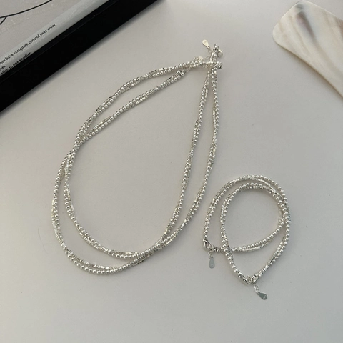 Pulsera Envolvente de Plata de Ley 925 con Perla Artificial Pepitas de Plata Irregulares Joyas de Capas Regalo para Mujer