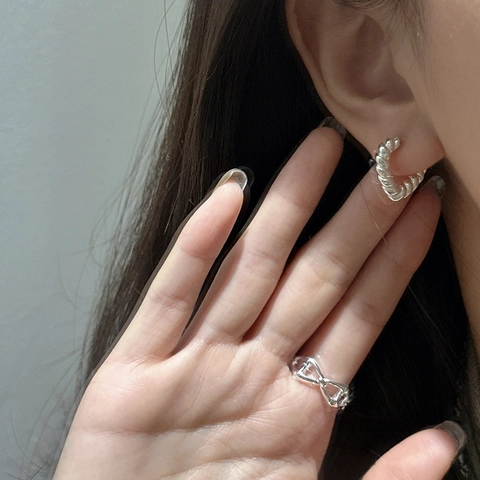 925 Sterlingsilber Gedrehtes Seil Herz Hoop Ohrringe Für Damen Vintage Minimalistisch INS Stil Poliert Schmuck Zubehör