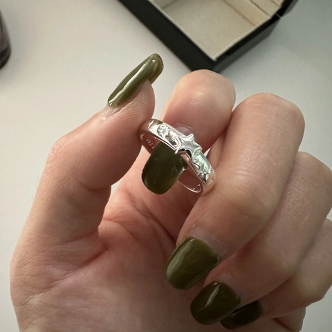 S925 Sterlingsilber Stern Mond Verstellbarer Offener Ring Minimalistisches Sweet Cool Design Pentagramm Relief Ring Schmuck