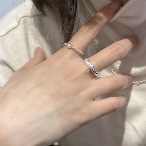 S925 Sterlingsilber Stern Mond Verstellbarer Offener Ring Minimalistisches Sweet Cool Design Pentagramm Relief Ring Schmuck
