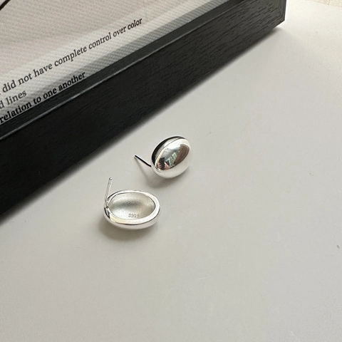 925 Sterlingsilber Bohne Ohrstecker Für Damen Minimalistisch Oval Polierte Silber Ohrringe Koreanisch INS Stil Pendler Schmuck Geschenk