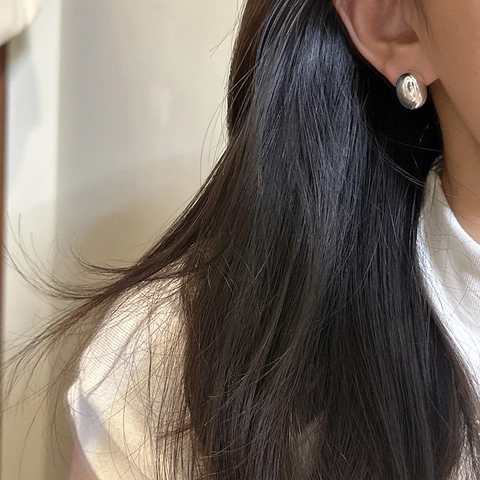 925 Sterlingsilber Bohne Ohrstecker Für Damen Minimalistisch Oval Polierte Silber Ohrringe Koreanisch INS Stil Pendler Schmuck Geschenk