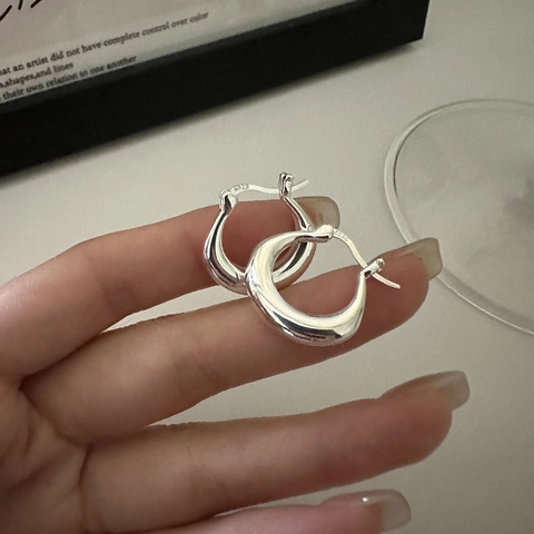 Orecchini a Cerchio Spessi a U in Argento Sterling 925 Minimalisti per Donna Orecchini Geometrici Lucidati Gioielli Quotidiani