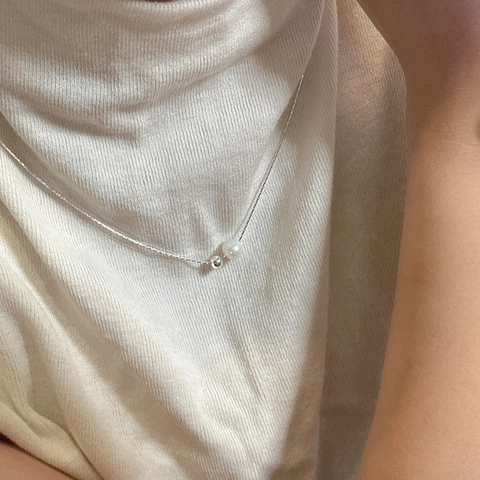 Collana con Perle Artificiali Minimalista in Argento Sterling S925 per Donna Gioielli con Catena a Serpente in Stile Rétro Francese Regalo