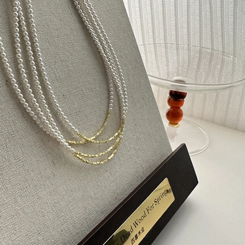 Collana in Argento Sterling 925 con Giunzione di Perle Artificiali Catena da Clavicola in Stile Coreano Vintage Gioielli Donna