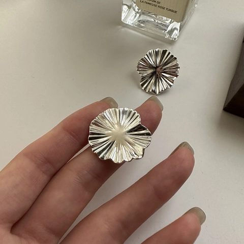 925 Sterlingsilber Blume Ohrstecker Für Damen Koreanischer Stil Retro Gefaltet Rüschenrand Design Minimalist Mode Schmuck