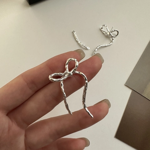 925 Sterling Silver Bowtie Stud Earrings For Women Vintage Polished Ribbon Knot Earrings Hypoallergenic Silver Jewelry Gift