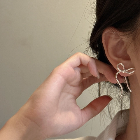 925 Sterling Silver Bowtie Stud Earrings For Women Vintage Polished Ribbon Knot Earrings Hypoallergenic Silver Jewelry Gift